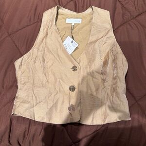 Zara Beige Crop Top with Button Detail